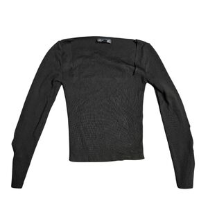 Topshop Black Long Sleeve Square Neckline Blouse